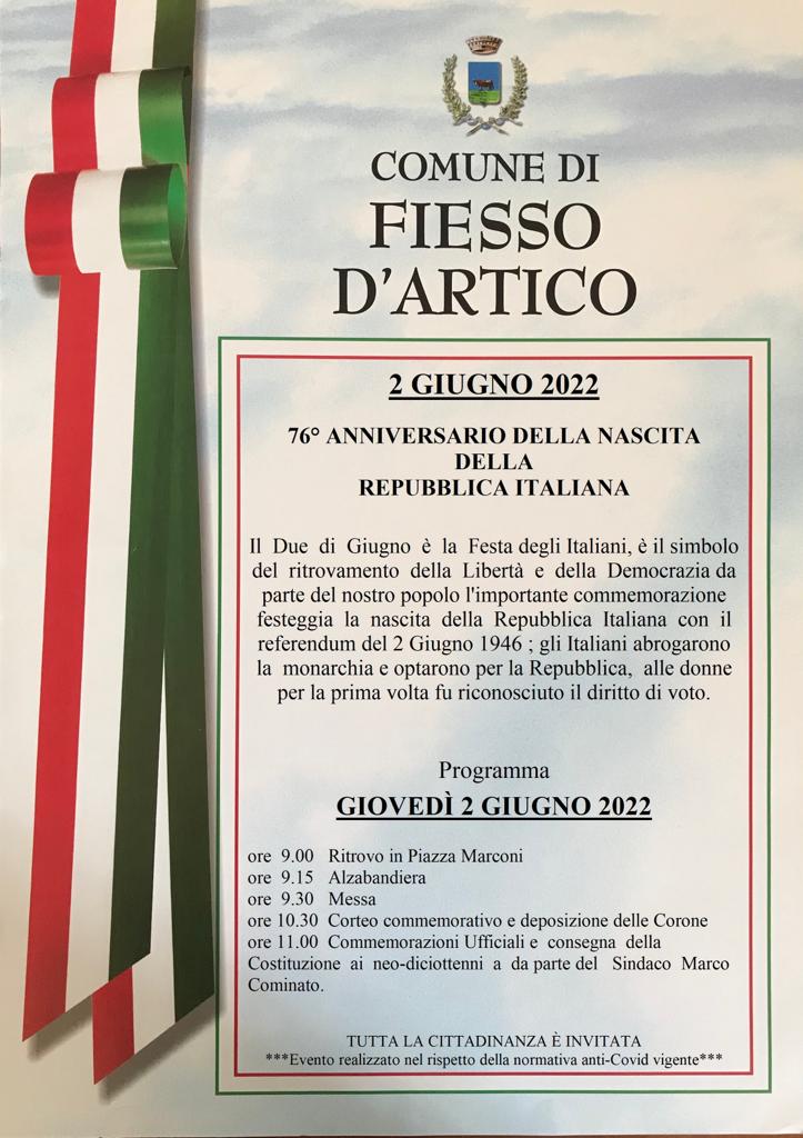 76° anniversario della nascita  della  repubblica italiana