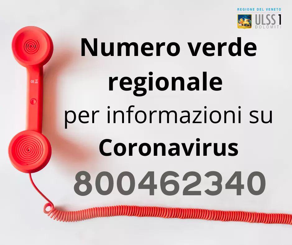 CORONAVIRUS - Numero Verde  Regionale 