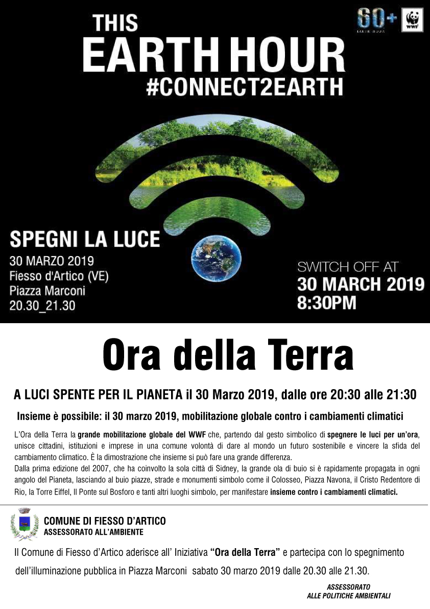 Il Comune di Fiesso d’Artico aderisce a “EARTH HOUR-ORA DELLA TERRA” 2019