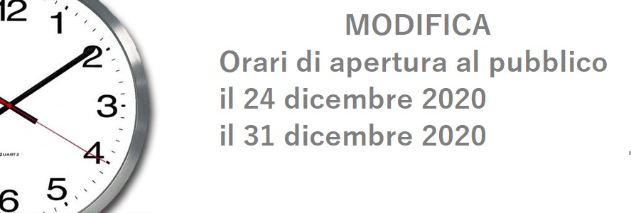 Avviso modifica orari apertura al pubblico Uffici Comunali 24 e 31 dicembre 2020