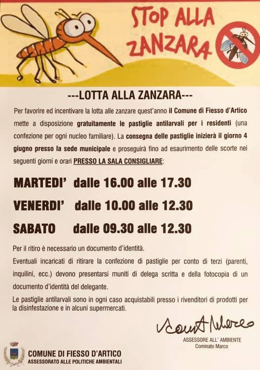Ritiro delle pastiglie antilarvali per la lotta alla zanzara